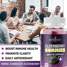 Load image into Gallery viewer, (2-Pack) Premium Elderberry Gummies by New Age for Adults Kids with Vitamin C, Zinc, Propolis - Sambucus Black Elderberry Gummy Extract - Gluten Free & Vegetarian - 120 Gummies