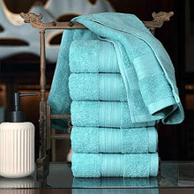 Load image into Gallery viewer, Lightwind 6 Pack Premium Fade-Resistant Cotton Hand Towels, Lint Free 16 X 28 Inches Hand Towel Set, Highly Absorbent and Durable Spa & Hotel Quality Towels, Turquoise Blue