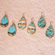 Load image into Gallery viewer, Bonaluna Boho Printed on Wood Teardrop Statement Earrings