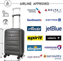 Load image into Gallery viewer, Aerolite Carry On Luggage Bag | Rolling Travel Suitcase Large Capacity | Lightweight Small Hard Shell Trolley for Men & Women | Approved by Delta, United, Southwest & Many More | 22x14x9 (All parts)