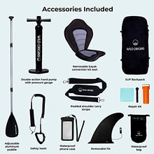Load image into Gallery viewer, Wild Origins Stand Up Inflatable Paddle Board with SUP Accessories & Backpack, Non-Slip Deck, Waterproof Bag & Phone Case, Carry Straps, Adjustable Paddle, Hand Pump, Leash, Kayak Seat & Repair Kit