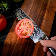 Load image into Gallery viewer, 8 inch Chef's Knife - SMTENG High Carbon German Steel Kitchen Knife - Full Tang Design Ergonomic Handle - Professional Cooking Carving Knives