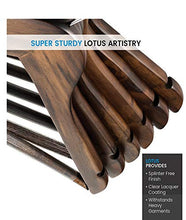 Load image into Gallery viewer, High-Grade Wooden Suit Hangers 20 Pack with Non Slip Pants Bar - Smooth Finish Solid Wood Coat Hanger with 360° Swivel Hook and Precisely Cut Notches for Camisole, Jacket, Pant, Dress Clothes Hangers