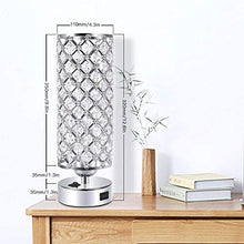 Load image into Gallery viewer, Crystal Table Desk Lamp with USB Port, Acaxin Elegant Bedside Light with Crystal Shade, Glam Lamps for Bedrooms, Decorative Lamp, Nightstand Lamp for Bedroom/Living Room/Dressing Room (Set of Two)