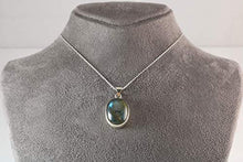 Load image into Gallery viewer, Sterling Silver 925 Oval Blue-Green Natural Labradorite Pendant Necklace 20 inches Chain - Elegant Gift Box