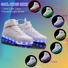 Load image into Gallery viewer, WONZOM High Top LED Light Up Shoes USB Charging Sneakers for Men Women-39(White)