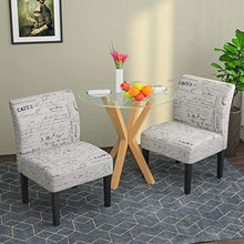 Load image into Gallery viewer, mecor Modern Armless Accent Chairs Set of 2, Upholstered Fabric Dining Chairs w/Solid Wood Legs for Dining Living Room Sofa (Letter-Print, Beige)