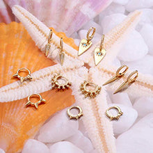 Load image into Gallery viewer, Heart Evil Eye Huggie Hoop Earrings, 925 Sterling Silver Post 14K Gold Plated Dainty Evil Eye Dangle Hoop Huggie Stud Earrings for Women