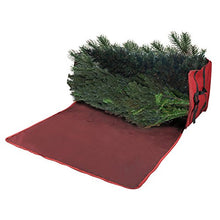 Load image into Gallery viewer, Christmas Tree Storage Bag- For up to 6 FT Artificial Trees- Burgundy Canvas & Binding Straps- Protects Holiday Decorations & Inflatables by Elf Stor
