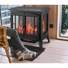Load image into Gallery viewer, Xbeauty Electric Fireplace Stove, Freestanding Fireplace Heater with Realistic Flame, Indoor Electric Stove Heater, Portable, Infrared, Thermostat, Overheating Safety System, 1000W/1500W(23 Inch)