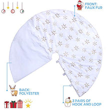Load image into Gallery viewer, Christmas Tree Skirt - 48 Inches Large Soft Faux Fur Golden Snowflake Tree Skirt for Christmas Decorations Indoor Outdoor - Golden Snowflake