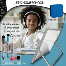 Load image into Gallery viewer, Small Dry Erase White Board - Desktop Whiteboard 10"X10" with Stand, 3 Markers, 4 Magnets & Eraser - Tabletop Double-Sided Portable Mini White Board Easel for Office Desk, Kids Home School Students