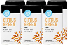 Load image into Gallery viewer, Amazon Brand - Happy Belly Green Tea Bags, Citrus, 20 Count (Pack of 6)