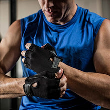 Load image into Gallery viewer, Harbinger Power Non-Wristwrap Weightlifting Gloves with StretchBack Mesh and Leather Palm (Pair), Black, Large, Large (Fits 8 - 8.5 Inches)