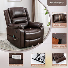 Load image into Gallery viewer, Vicluke Breath Leather Power Lift Recliner Chair with Massage and Heat for Elderly, Electric Recliner Chair with Side Pocket, USB Port for Living Room (Coffee)