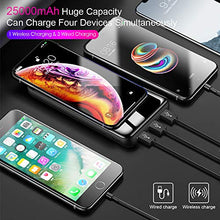 Load image into Gallery viewer, Wireless Portable Charger Power Bank 25000mAh - High Capacity with LCD Digital Display,3 USB Output & Dual Input External Battery Pack Compatible with Smart Phones,Android Phone,Tablet and More