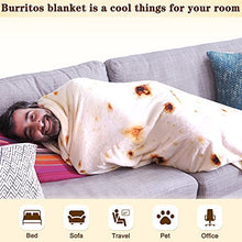 Load image into Gallery viewer, mermaker Burritos Tortilla Blanket 2.0 Double Sided 60 inches for Adult and Kids, Giant Funny Realistic Food Throw Blanket, 285 GSM Novelty Soft Flannel Taco Blanket (Yellow Blanket-Double Sided)