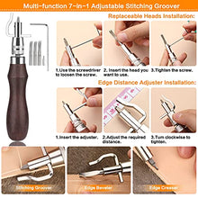 Load image into Gallery viewer, 50 Pieces Leather Working Tools and Supplies with Leather Tool Box Prong Punch Edge Beveler Wax Ropes Needles Perfect for Stitching Punching Cutting Sewing Leather Craft Making