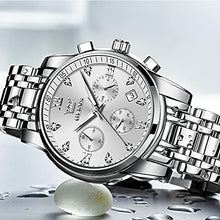 Load image into Gallery viewer, Men Watches with Date Bussiness Watches for Male Luminous Quartz Mens Watches Waterproof with Stainless Steel Strap Stopwatch Timing Function