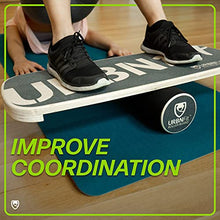 Load image into Gallery viewer, URBNFit Wooden Balance Board Trainer - Wobble Board for Skateboard, Hockey, Snowboard & Surf Training - Balancing Board w/ Workout Guide to Exercise and Build Core Stability