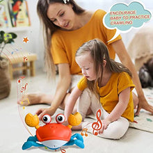 Load image into Gallery viewer, Drissair Crawling Crab Baby Toy with Music and LED Light Up for Kids, Toddler Interactive Learning Development Toy with Automatically Avoid Obstacles, Moving Toy for Boys Girls (Orange)