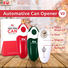 Load image into Gallery viewer, Kitchen Mama Electric Can Opener V2 Christmas Color Edition: Upgraded Blade Opens Any Can Shape - No Sharp Edge, Food-Safe, Handy with Lid Lift, Battery Operated & Handheld (Bundle Red & Army Green)