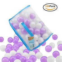 Load image into Gallery viewer, Lightaling 100pcs White & Purple Ocean Balls & Pit Balls Soft Plastic Phthalate & BPA Free Crush Proof - Reusable and Durable Storage Mesh Bag with Zipper