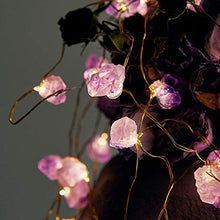 Load image into Gallery viewer, XIWU LED Nature Amethyst Crystal Raw Stones Fairy String Lights 10ft 40 LEDs Battery Operated with Remote Control for Mother's Day Wedding Valentine's Day Present Christmas Bedroom Birthday Decor