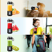 Load image into Gallery viewer, Supkitdin Portable Blender, Personal Mixer Fruit Rechargeable with USB, Mini Blender for Smoothie, Fruit Juice, Milk Shakes, 380ml, Six 3D Blades for Great Mixing (Black)