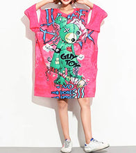 Load image into Gallery viewer, ellazhu Women 1/2 Sleeve Printed Oversized T-Shirt Dress GA1474 Pink