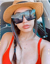 Load image into Gallery viewer, FEISEDY Fashion Siamese Lens Sunglasses Women Men Succinct Square Style UV400 B2470 (Black & Marbling, 60)