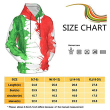 Load image into Gallery viewer, Flag of Italy Print Hoodies Kids 3D Print Sweatshirts Long Sleeve Pullover Hoodies with Pocket for Teen Boys and Girls Black