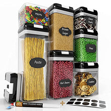Load image into Gallery viewer, Airtight Food Storage Containers Set for Kitchen & Pantry Organization 7 PC - BPA Free Plastic Dry Food Storage Containers with Easy Lock Lids - Stackable Sugar, Flour & Cereal Canisters with Labels & Marker