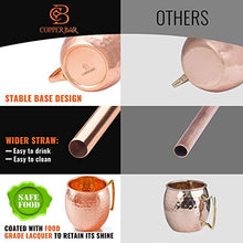 Load image into Gallery viewer, Moscow Mule Copper Mugs - Set of 4 - 100% HANDCRAFTED Pure Solid Copper Mugs - 16 Oz Gift Set with Highest Quality Cocktail Copper Straws, Copper Shot Glass & 2 E-Books by Copper-Bar