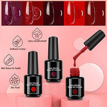 Load image into Gallery viewer, PsampaGel Nail Polish Kit with UV Light, 5 Colors Gel Nail Kit for Starter and Professional, Gel Polish Kit Sparkly Glitters, Manicure Gel Kit with Base and Top Coat(Red)