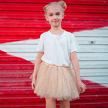 Load image into Gallery viewer, Simplicity Tutu for Girls 4 Layers Tulle Tutu Skirt with Sequins Kids Gold Tutu Girls Tutu, Golden, 2-8 Years