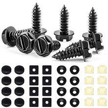 Load image into Gallery viewer, 8 Sets Premium Stainless Steel License Plate Screws Kit, Rust-Proof & Anti-Rattle License Plate Bolts(Black)