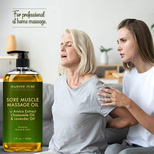 Load image into Gallery viewer, MAJESTIC PURE Arnica Sore Muscle Massage Oil for Body - Best Natural Therapy Therapy Oil with Lavender and Chamomile Essential Oils - Warming, Relaxing, Massaging Joint & Muscles - 8 fl. oz.
