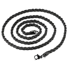 Load image into Gallery viewer, COOLSTEELANDBEYOND Large Stainless Steel Black Skull Pendant Necklace for Men High Polished with 30 Inches Wheat Chain