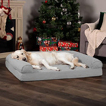 Load image into Gallery viewer, Furhaven Pet Bed for Dogs and Cats - Quilted Sofa-Style Egg Crate Orthopedic Dog Bed, Removable Machine Washable Cover - Silver Gray, Jumbo (X-Large)