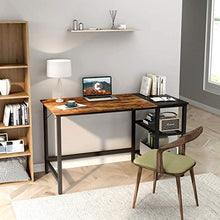 Load image into Gallery viewer, CubiCubi Computer Home Office Desk, 47 Inch Small Desk Study Writing Table with Storage Shelves, Modern Simple PC Desk with Splice Board, Rustic Brown and Black