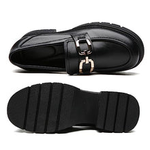 Load image into Gallery viewer, IUY Black Loafers for Women Chunky Platform Penny Shoes Classic Women's Loafers & Slip-ons Shoes Dress Shoes Fashion Comfortable Womens Business Casual Shoes Metal Chain Office Work Shoes Black US 8