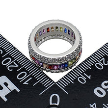 Load image into Gallery viewer, Hermosa Womens Rings Multicolor Cubic Zirconia Rainbow Ring Created-Gemstone Silver Ring Sizes 6 to 12 (7)