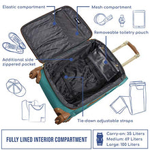 Load image into Gallery viewer, Steve Madden Designer Luggage - Checked Large 28 Inch Softside Suitcase - Expandable for Extra Packing Capacity - Lightweight Bag with Rolling Spinner Wheels (Harlo Teal Blue)