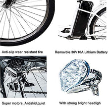Load image into Gallery viewer, NAKTO 26" 250W Cargo Electric Bicycle Sporting Shimano 6 Speed Gear EBike Brushless Gear Motor with Removable Waterproof Large Capacity 36V10A Lithium Battery and Battery Charger