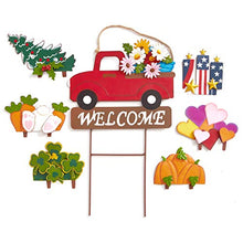 Load image into Gallery viewer, The Lakeside Collection 8-Pc. Interchangeable Garden Truck Stake Set with Seasonal Sign Loads