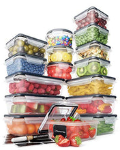 Load image into Gallery viewer, Food Storage Containers Set - Airtight Plastic Containers with Easy Snap Lids (16 Pack) - Leak Proof Kitchen & Pantry Organization - BPA-Free - 16 Chalkboard Labels & Marker - Chef’s Path