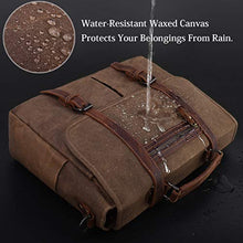 Load image into Gallery viewer, Mens Messenger Bag 15.6 Inch Waterproof Vintage Waxed Canvas Satchel Briefcase Shoulder Bag Retro Distressed Business Computer Laptop Leather Messenger Bag Brown