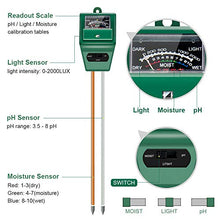 Load image into Gallery viewer, SONKIR Soil pH Meter, MS02 3-in-1 Soil Moisture/Light/pH Tester Gardening Tool Kits for Plant Care, Great for Garden, Lawn, Farm, Indoor & Outdoor Use (Green)