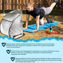 Load image into Gallery viewer, Laptop Sun Shade Tent Dome v2.0 for Working Outside Glare | Fits up to 15" Inch Screen Reflective Silver Sleeve Hood Visor | Portable Umbrella Shield Privacy Cover for Work from Home Computer
